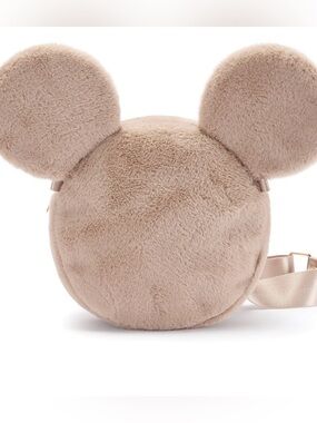 Disney Parks Mickey Mouse Icon Plush Crossbody Bag Fuzzy Brown